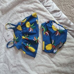 Hannah Andersson baby girl swimsuit 3-6 mo 2 piece pineapple BNWT